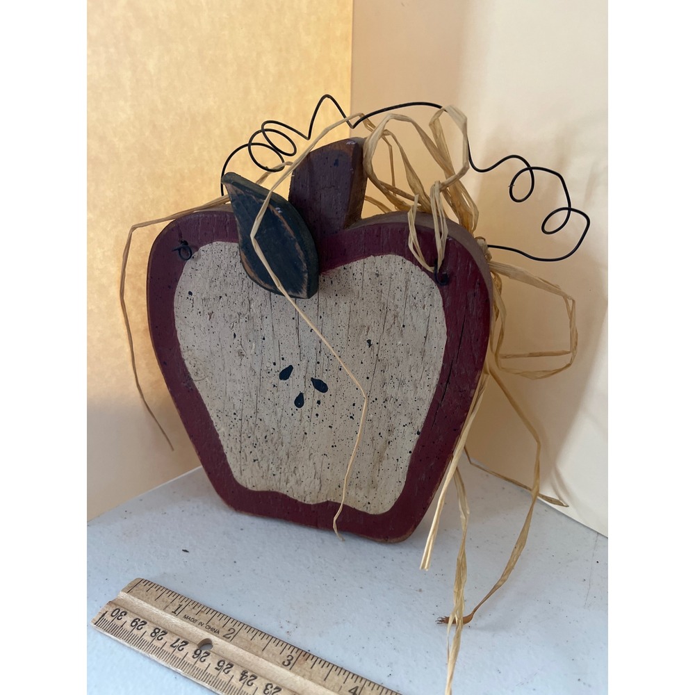 Rustic Wooden Apple Shelf Sitter Farmhouse Primitive Country Home Decor Red